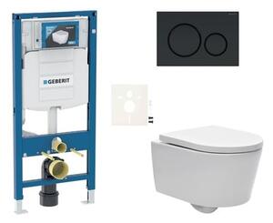 Závěsný WC set Geberit do lehkých stěn / předstěnová + WC SAT Brevis SIKOGESBRES20BL