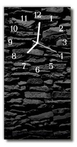 Skleněné hodiny vertikální Kamenná zeď cihla černá 30x60 cm