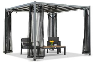 Antracitová pergola Paros 3x3m s moskytiérou Garden Point