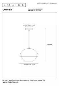 LUCIDE Závěsné svítidlo COOPER průměr 30 cm - 1xE27 - Black