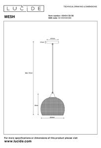LUCIDE Závěsné svítidlo MESH průměr 22 cm - 1xE27 - Black