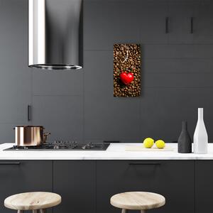 Skleněné hodiny vertikální Kuchyňské srdce barevných kávových zrn 30x60 cm