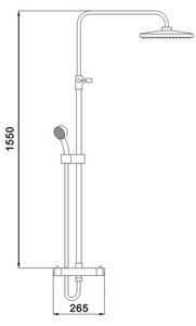 Mexen sprchový set, termostatická sprchová baterie Slim + sprchový set s horní hlavicí Denis, černá, 78135-70 + 77105-70