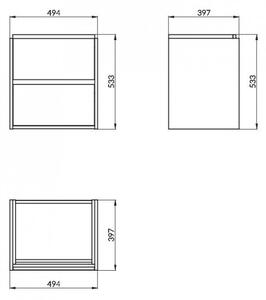 Cersanit Crea - závěsná skříňka s umyvadlem 50cm, bílý lesk, S924-002+K114-005