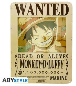 Plechová cedule One Piece - Luffy Wanted New World, ( x cm)