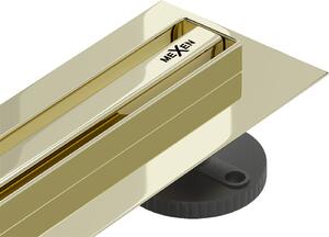 Mexen Flat nerezový sprchový žlab s rotačním 360 ° sifonem 60 cm, vzor SLIM, zlatá, 1541060