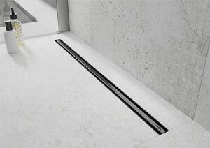 Mexen Flat nerezový sprchový žlab s rotačním 360 ° sifonem 60 cm, vzor SLIM, černá, 1741060