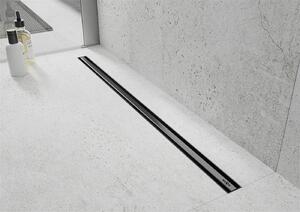 Mexen Flat nerezový sprchový žlab s rotačním 360° sifonem 60 cm, vzor SLIM, černá, 1741060