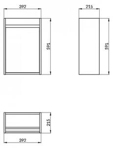 Cersanit Crea - závěsná skříňka s umyvadlem 40cm, bílý lesk, S924-001+K114-004