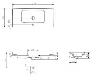 Cersanit Crea - závěsná skříňka s umyvadlem 100cm, bílý lesk, S924-021+K114-018