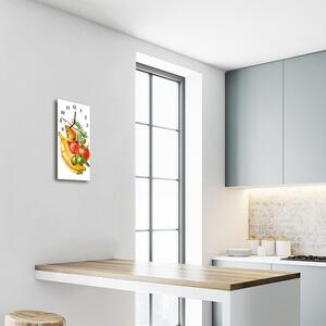 Nástěnné hodiny vertikální Kuchyňské ovoce banány akvarel 30x60 cm
