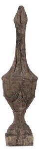 Designová vintage dřevěná dekorace Blanco Decapado v hnědé barvě ve tvaru finály s vyřezávaným zdobením 59 cm