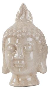 Designová etno dekorace Buddha ve tvaru busty v béžových odstínech s vintage efektem popraskané glazury 20 cm