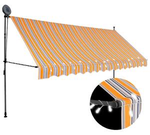 Ručně zatahovací markýza s LED světlem 350 cm žlutomodrá 145853
