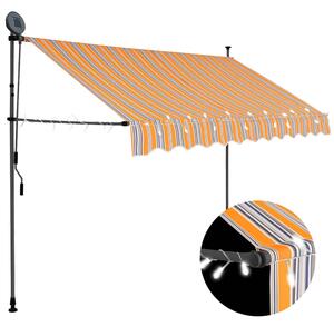 Ručně zatahovací markýza s LED světlem 300 cm žlutomodrá 145852