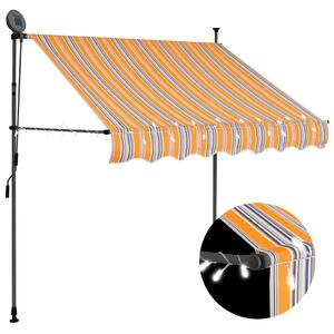 Ručně zatahovací markýza s LED světlem 150 cm žlutomodrá 145849