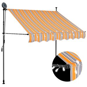 Ručně zatahovací markýza s LED světlem 100 cm žlutomodrá 145848