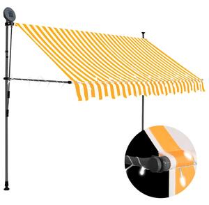 Ručně zatahovací markýza s LED světlem 300 cm bílooranžová 145859