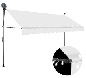 Ručně zatahovací markýza s LED světlem 350 cm krémová 145874