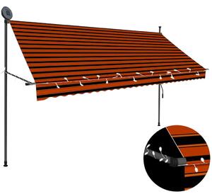 Ručně zatahovací markýza s LED světlem 300 cm oranžovo-hnědá 145880