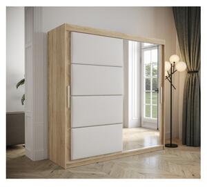 Šatní skříň s posuvnými dveřmi 200 cm TALIA - dub sonoma / bílá