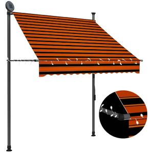 Ručně zatahovací markýza s LED světlem 150 cm oranžovo-hnědá 145877