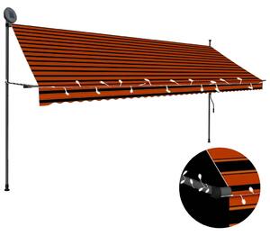Ručně zatahovací markýza s LED světlem 400 cm oranžovo-hnědá 145882