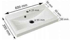 Koupelnový nábytek s umyvadlem WESLEY - dub sonoma / lesklý bílý + sifon a baterie Economico ZDARMA