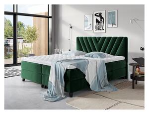 Boxspringová postel 180x200 CAITLYN - zelená + topper ZDARMA