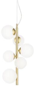 Ideal Lux 283821 PERLAGE závěsné svítidlo 6xG9 D260mm saténová mosaz, bílá