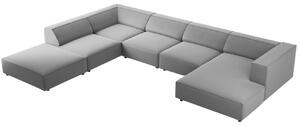 Světle šedá sametová rohová pohovka do "U" Cosmopolitan Design Arendal 364 cm, levá
