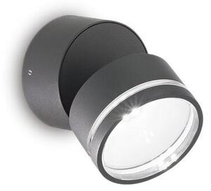 Ideal Lux 285450 OMEGA ROUND venkovní nástěnné svítidlo LED D90mm 7W/610lm 3000K IP54 antracit