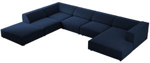 Královsky modrá sametová rohová pohovka do "U" Cosmopolitan Design Arendal 364 cm, levá