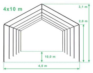 Párty stan 4x10m - PVC Standard Ohnivzdorný barva Bílá