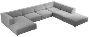 Světle šedá sametová rohová pohovka do "U" Cosmopolitan Design Arendal 364 cm, pravá