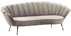 Světle béžová sametová třímístná pohovka Cosmopolitan Design Kingston 224 cm s černou podnoží
