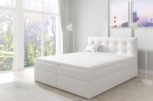 Čalouněná boxspringová postel 160x200 IVANA 1 - bílá eko kůže + topper ZDARMA