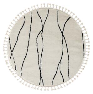 My Flair, Kusový koberec Moroccan Serenity weiß kruh, 140x140 (průměr) kruh, černobílá, ložnice