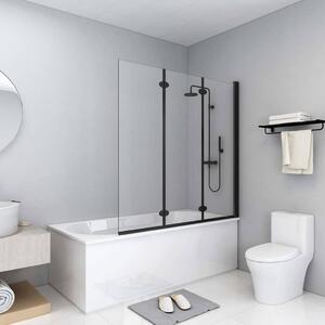 Skládací sprchový kout se 3 panely ESG 130 x 138 cm černý 147191