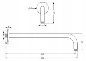 Mexen KAI, podomítkové rameno 40cm + sprchová hlavice 30cm, chrom, 79230-00 + 79211-00