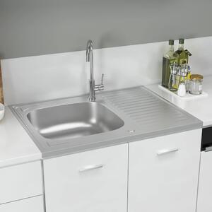 Kuchyňský dřez s odtokem stříbrný 800x600x155 mm nerezová ocel 147233