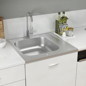 Kuchyňský dřez s odtokem stříbrný 600x600x155 mm nerezová ocel 147231
