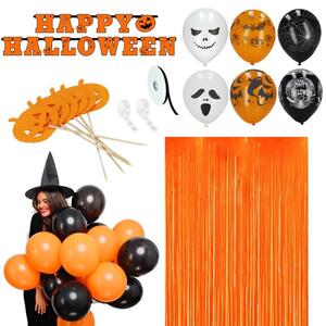 Halloween dekorace sada 38ks SPRINGOS HA5216 černo-oranžová