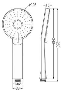 MEXEN - R-40 ruční sprcha, 3-funkce - grafitová šedá - 79540-66