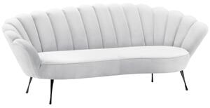 Světle šedá sametová třímístná pohovka Cosmopolitan Design Kingston II. 224 cm s černou podnoží