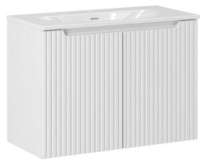 COMAD Závěsná skříňka s umyvadlem - NOVA 82-80-2D white, šířka 80 cm, matná bílá