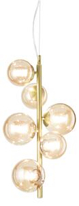 Ideal Lux 317793 PERLAGE závěsné svítidlo 6xG9 D260mm saténová mosadz, jantarová