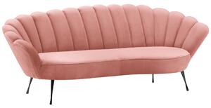 Růžová sametová třímístná pohovka Cosmopolitan Design Kingston II. 224 cm s černou podnoží