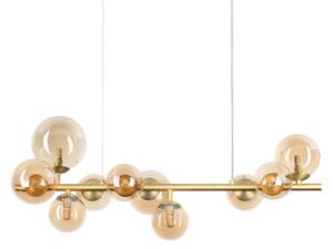 Ideal Lux 322766 PERLAGE závěsné svítidlo 10xG9 saténová mosadz, jantarová