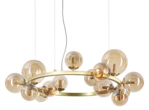 Ideal Lux 322797 PERLAGE závěsné svítidlo 14xG9 D850mm saténová mosadz, jantarová